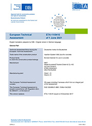 ETA-11/0415 от 01.06.2021 «Инъекционная система для бетона VMU Plus (VMU Plus Polar). Связующий анкер для использования в бетоне». Завод «MKT Metall-Kunststoff-Technik GmbH & Co. KG», Германия